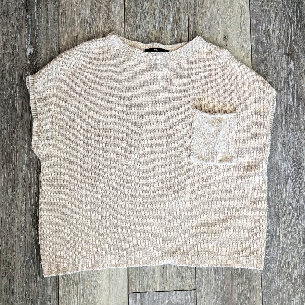 LILLUSORY Beige Knit Sweater with Pocket